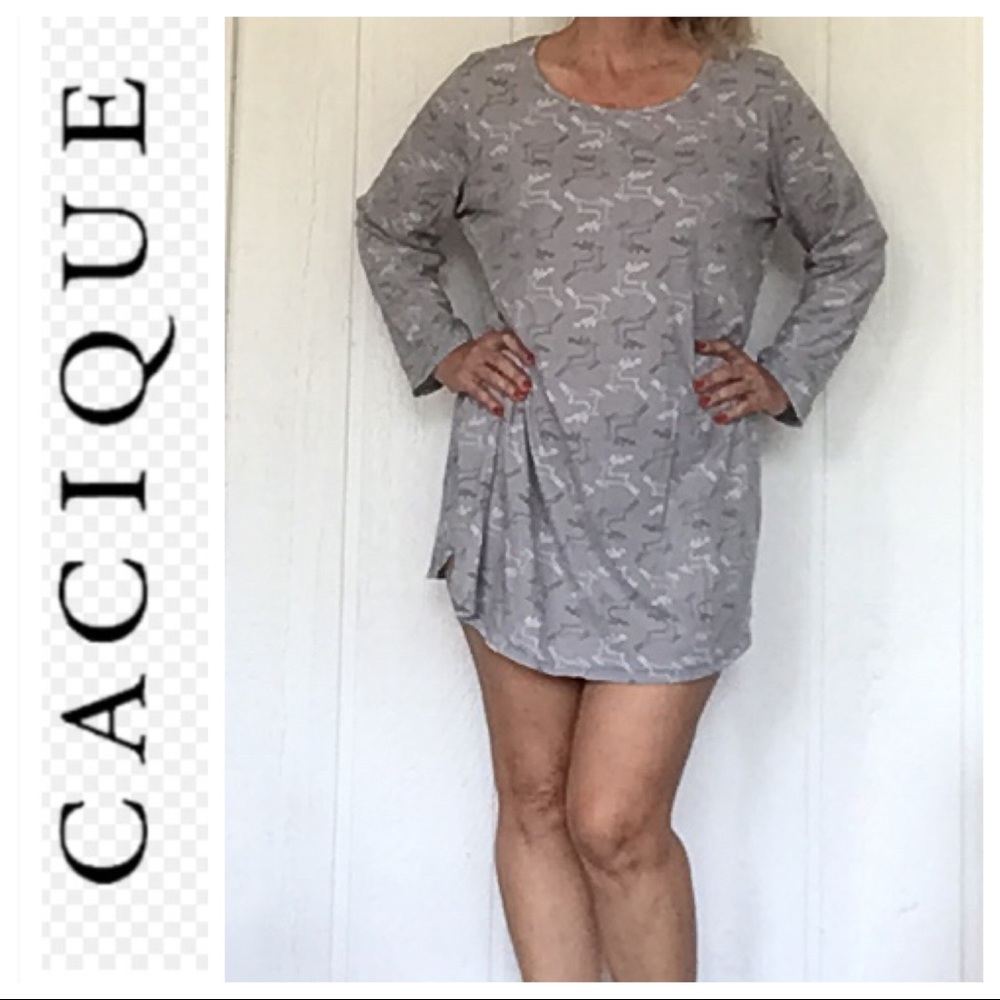 CACIQUE BY LANE BRYANT GRAY REINDEER SLEEP SHIRT 18/20